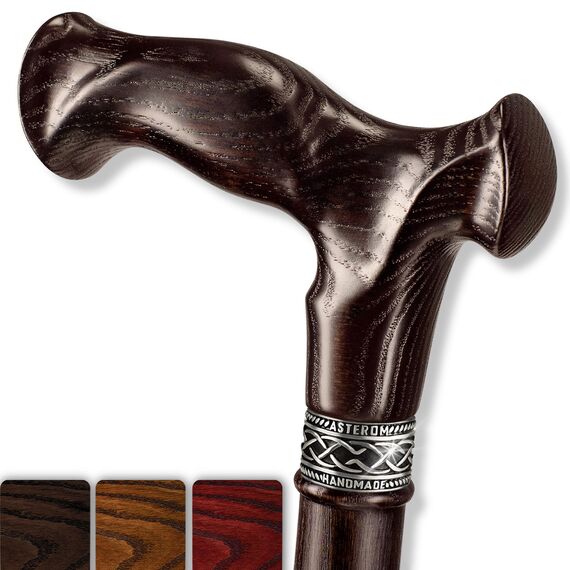 Asterom Walking Cane - Handgefertigte Ergonomische Gehstöcke für Männer - Hölzerne Gehstöcke für Senioren, Einzigartig (Walnuss, 35 Zoll)
