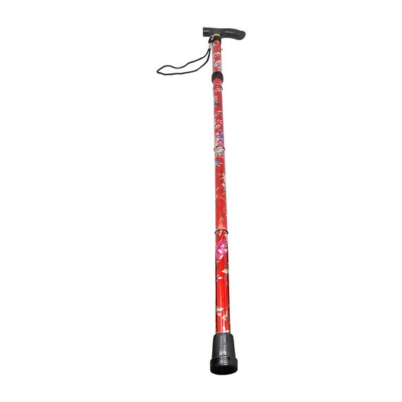 HTUK® Gehstock für Senioren, leicht verstellbar, höhenverstellbar, zusammenklappbar, ausziehbar, Gehhilfe, Mobilitätshilfe, zusammenklappbar, leicht, flexibel und langlebig, Rote Blume
