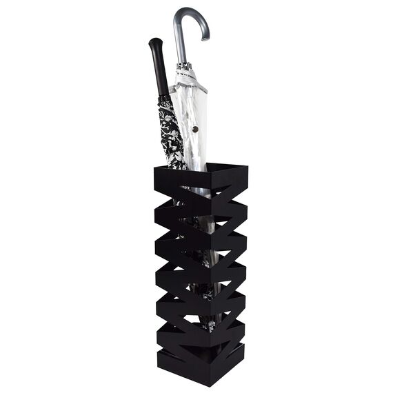 Mango Steam Metall-Gehstock, quadratisch, hoch, 50,8 cm, Schirm, Gehstock, Geschenkpapierhalter, Ständer, Regal-Organizer (Zick-Zack-Schwarz)