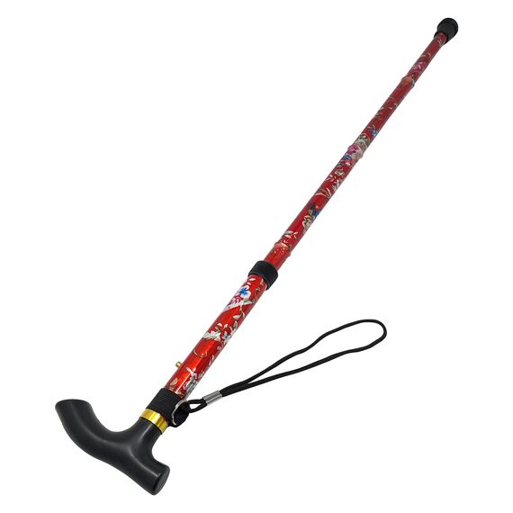 HTUK® Gehstock für Senioren, leicht verstellbar, höhenverstellbar, zusammenklappbar, ausziehbar, Gehhilfe, Mobilitätshilfe, zusammenklappbar, leicht, flexibel und langlebig, Rote Blume