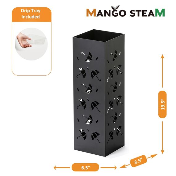 Mango Steam Quadratisch Schirmständer/Regenschirmständer/Regenschirmhalter, Brollies Motiv, Schwarz