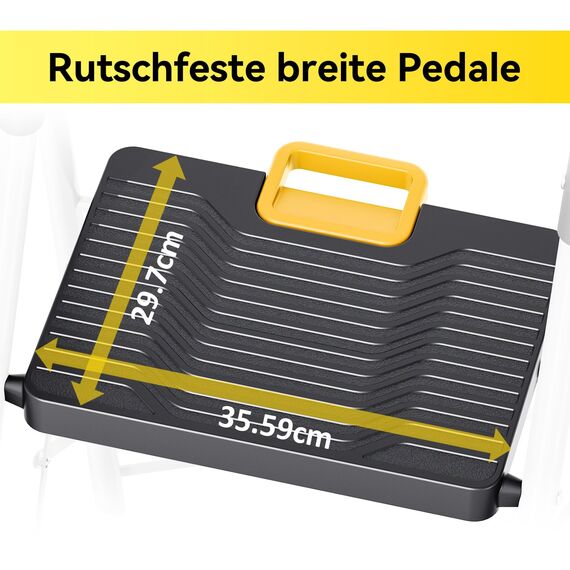KINGRACK Trittleiter 3 Stufen, Klappleiterkapazität von 150 Kilogramm, Sicherheitsschloss, breite Antirutschpedale, Handläufe, Haushaltsleiter geeignet für Wohnküche und Büroschränke, weiß
