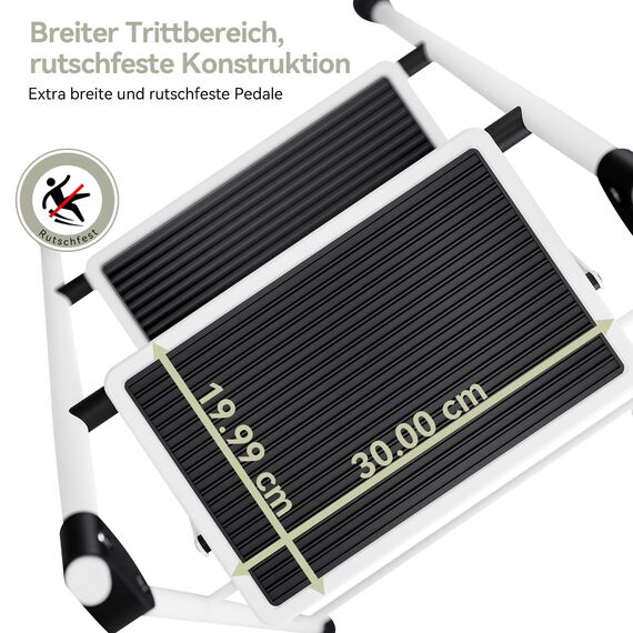 KINGRACK Stufen Leiter, Klappleiter mit Anti-Rutsch und breitem Pedal, Kleine Leiter mit Griff, Robuste Stahlleiter, leichte und tragbare Trittleiter (Weiß, 4 Stufen mit handläufen)
