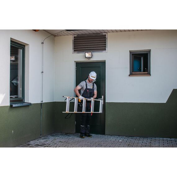 DRABEST Alu Leiter Klappbar Beidseitig Trittleiter 2x5 Stufen Klappleiter bis 150 kg Belastbar Klapptritt Zertifiziert
