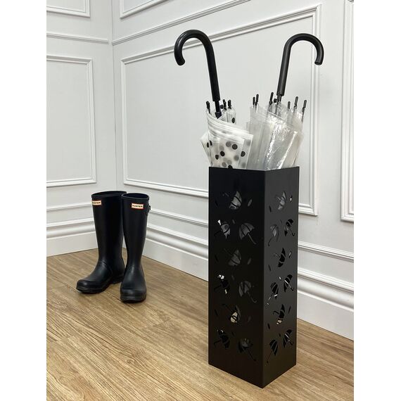 Mango Steam Quadratisch Schirmständer/Regenschirmständer/Regenschirmhalter, Brollies Motiv, Schwarz