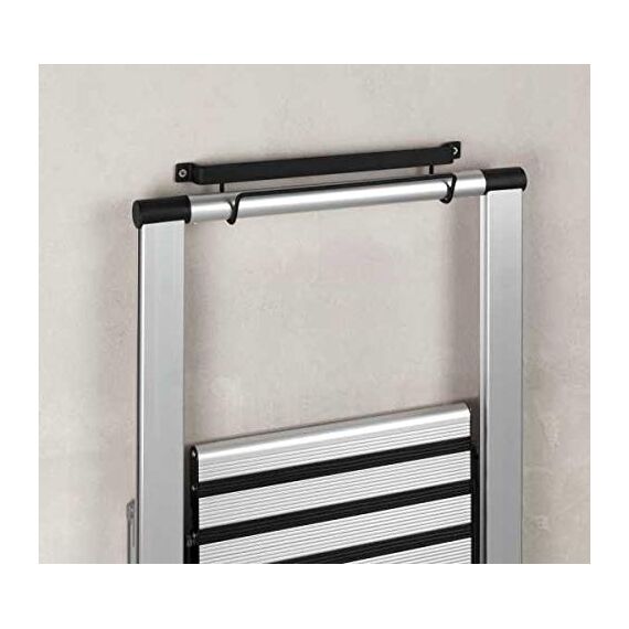 WENKO Leiter-Halter, Moderne Wand-Halterung für Haushalts-Leitern, passend zu den Design-Klapptrittleitern, hochwertiges Metall in schwarz, 33,5 x 6,5 x 7 cm