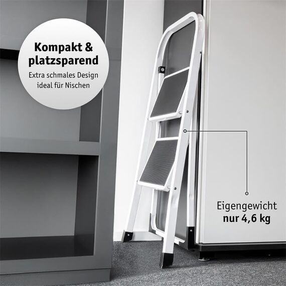 Lefeld 2-Stufige Trittleiter klappbar Klappstufen Klapptritt Stehleiter Leiter faltbar Tritthocker Trittbrett 300 x 200 mm, Belastbar bis 150 KG, ideal für Gewerbe und Haushalt, 613308