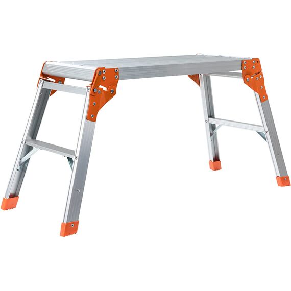 ???????????????????????????????????? Arbeitsplattform CF-107A | ???? ???????????????????? ???????????????????????????????? - Alu Leiter - Klappbar - Bis 150 kg - Arbeitsbühne mit Plattform - Trittleiter - Werkbank - Klappleiter (Silber/Orange)