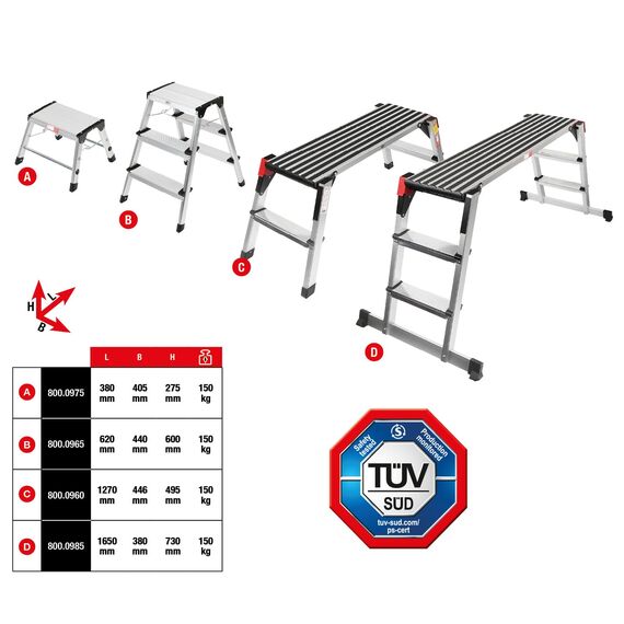 KS Tools 800.0960 Aluminium-Sicherheits-Laufbühne, L1270xB446xH495mm
