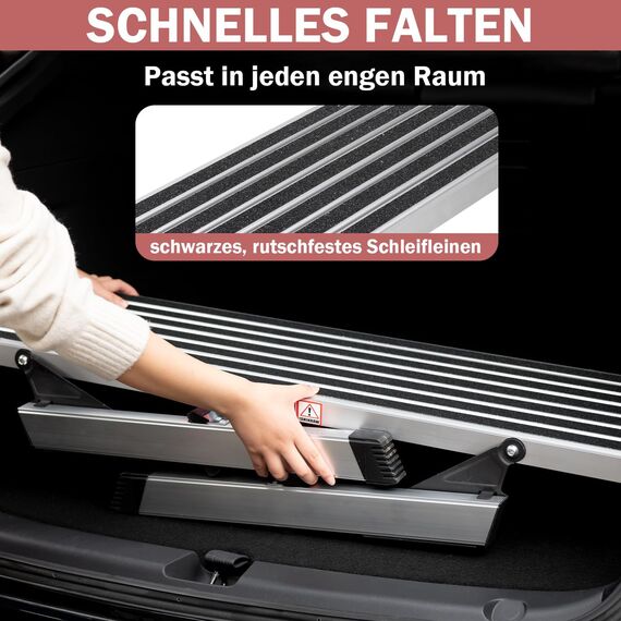 XinSunho Alu Arbeitsplattform, Klappbare Stufenleiter bis 150 kg, Klappleiter mit Sicherheitsschlössern, rutschfeste Trittfläche, Trittleiter, Pro Work Plattform Leiter für Haus & Werkstatt