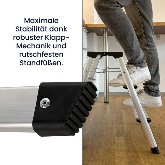 flexilife Trittleiter - Tritt Leiter Aluminium - Trittleiter 3 Stufen klappbar - Klappleiter bis 150 kg belastbar - Haushaltsleiter, Aluleiter (2 x 3 Stufen)