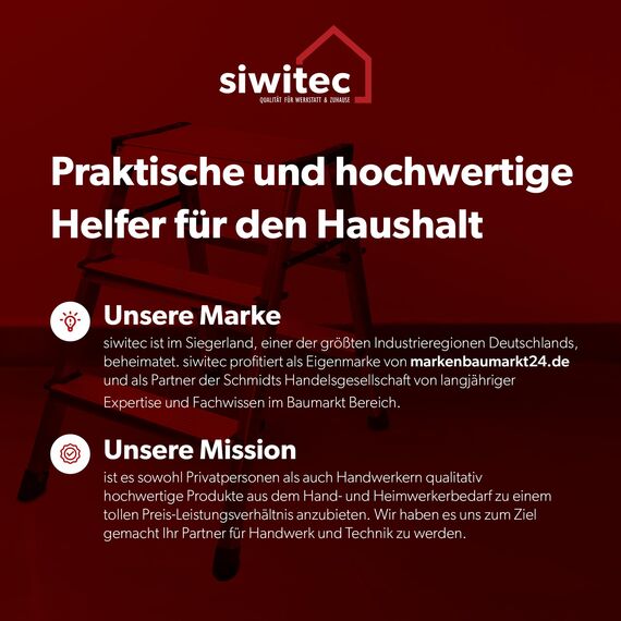 siwitec Trittleiter 2 x 3 Stufen, Alu Klapptritt, leichte Aluminium Leiter beidseitig begehbar, Haushaltsleiter bis 150 kg belastbar, Stufenleiter TÜV Zertifiziert, Aluleiter 3 Stufen
