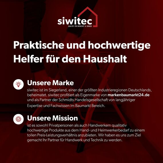 siwitec Mini Klapptritt 2 Stufen, Faltbare Leiter, Tritthocker bis zu 150 kg belastbar, Trittleiter mit extra Breiten Stufen, Haushaltsleiter in Weiß aus Stahl, TÜV/GS Zertifiziert