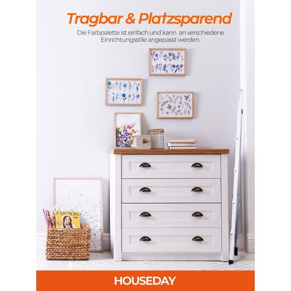 HOUSE DAY Trittleiter - Leiter 4 Stufen Trittleiter Klappbar mit Griff,Stehleiter für Küchen Haus Außen Erwachsende,rutschfest Klapptritt für Haushalt und Büro,Leiter Klappbar Belastung bis 150 kg
