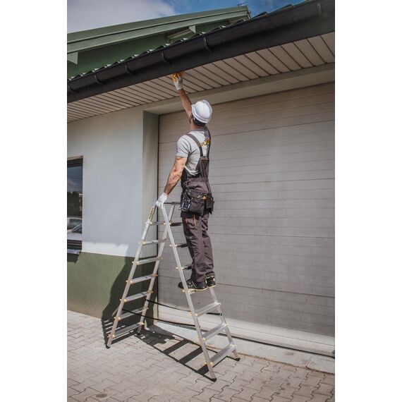 DRABEST Leiter PRO Serie Trittleiter Alu Klaptritt 8 Stufen Klappleiter Beidseitig Leiter max 150 kg