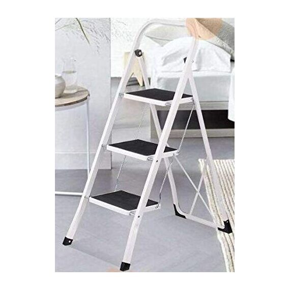 3 Stufen Klappleiter Trittleiter Klappbar Tragbare kompakte Leiter Rutschfeste Matte Einfache Aufbewahrung Stehleiter für Home Kitchen Office DIY 150 kg max Belastung