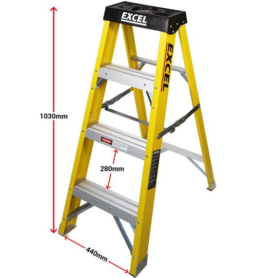 Excel Elektriker Fiberglas Trittleiter 3 Stufen 1,03 m Heavy Duty 3 Stufen Leiter Klappleiter Klappleiter Leichte Trittleiter Fiberglas Trittleiter