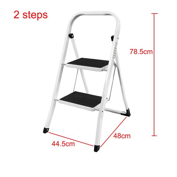 2 Stufen Klappleiter Trittleiter Klappbar Tragbare kompakte Leiter Rutschfeste Matte Einfache Aufbewahrung Stehleiter für Home Kitchen Office DIY 150 kg max Belastung