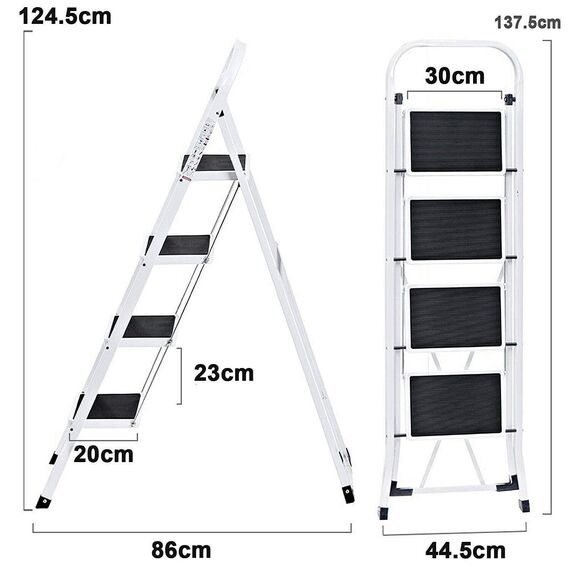4 Stufen Klappleiter Trittleiter Klappbar Tragbare kompakte Leiter Rutschfeste Matte Einfache Aufbewahrung Stehleiter für Home Kitchen Office DIY 150 kg max Belastung