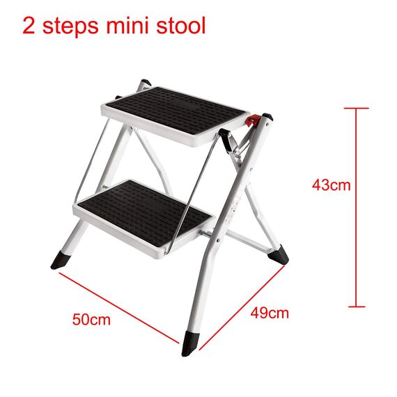 2 Stufen Mini Klappleiter Trittleiter Klappbar Tragbare kompakte Leiter Rutschfeste Matte Einfache Aufbewahrung Stehleiter für Home Kitchen Office DIY 150 kg max Belastung