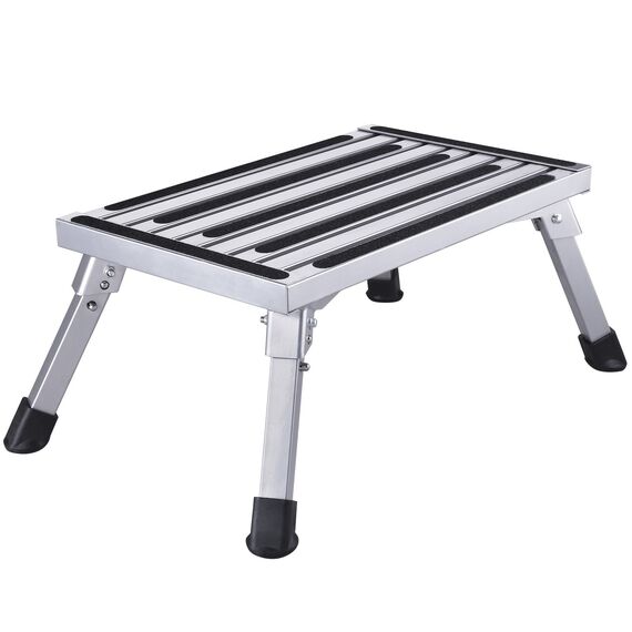 HDM 47x30x23cm Aluminium Klapptritt Trittleiter 1 Stufe Arbeitsplattform Max Belastung 150 kg für Küche,Bad,Camping und mehr, faltbar Hocker Leiter mit Anti-rutsch Matte