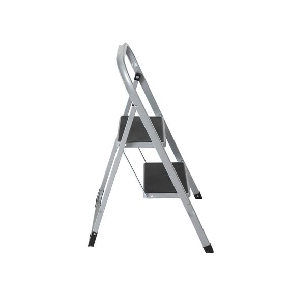 Trittleiter 2 Stufen Leiter Klapptritt Klappleiter Klapptreppe Tritt Haushaltstritt Stehleiter Sprossenleiter klappbar faltbar bis 150 kg (2 Stufen, Silber/schwarz)