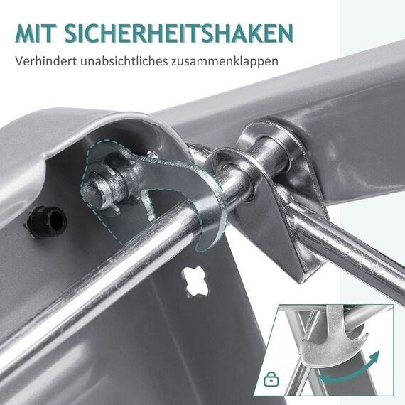 Trittleiter 2 Stufen Leiter Klapptritt Klappleiter Klapptreppe Tritt Haushaltstritt Stehleiter Sprossenleiter klappbar faltbar bis 150 kg (2 Stufen, Silber/schwarz)