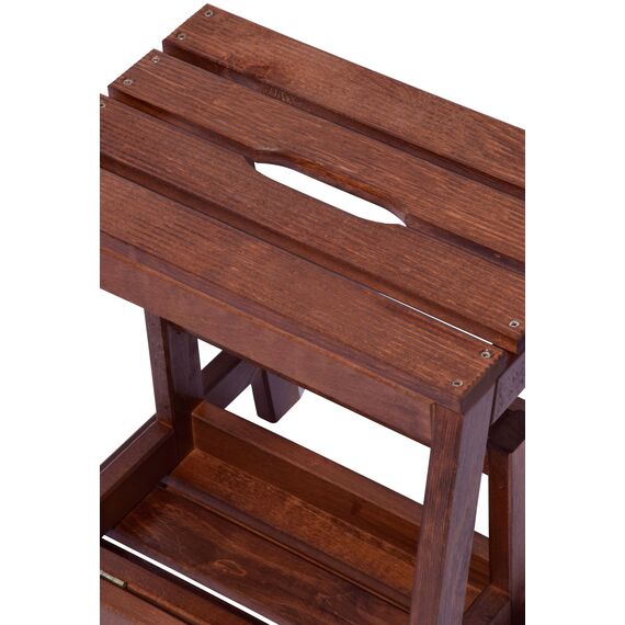 dobar® Green Label 29731FSC Multifunktionshocker Massivholz | Tritthocker zweistufig | Leiterhocker | Klapptritt für Haushalt| Leiterhocker Klappbar | 53 x 38 x 45 cm | Buchenholz geölt | Dunkelbraun
