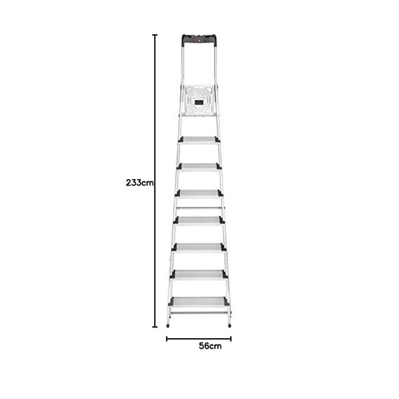 Hailo ProfiStep XXL Sicherheitsleiter, faltbar, Aluminium, 8 Stufen, extra breit
