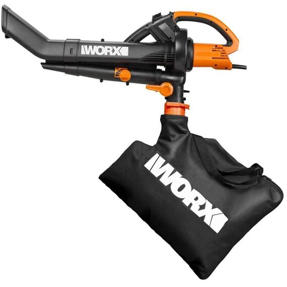 WORX WG505E Trivac Laubbläser & Laubsauger 3000 W – 3-in-1 Funktion als Laubbläser, Laubsauger & Mulcher - 335km/h Blasgeschwindigkeit - 600m³/h Saugvolumen – inkl. 45L Fangsack