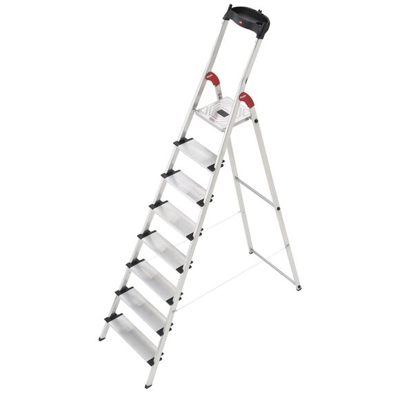 Hailo ProfiStep XXL Sicherheitsleiter, faltbar, Aluminium, 8 Stufen, extra breit