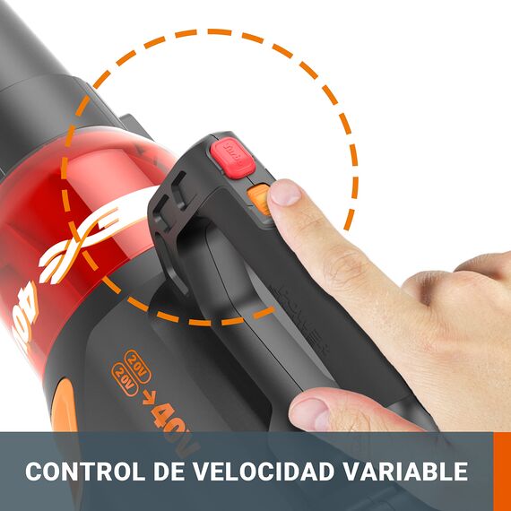 WORX WG584E.9 Akku Laubbläser 40V – Starker Brushless Motor – Turbinen Technologie - 145km/h Luftgeschwindigkeit - 12m³/min Luftmenge – leicht & kompakt – ohne Akku & Ladegerät - PowerShare kompatibel