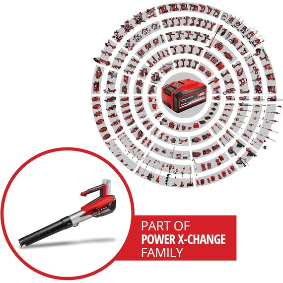 Einhell Akku-Laubbläser GP-LB 18/200 Li GK-Solo Power X-Change (Li-Ion, 18V, Axial-Impeller-Technologie, Blasleistung 670 m³/h, Dachrinnen-Reinigungsset, ohne Akku & Ladegerät)