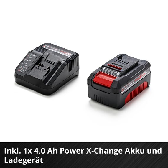 Einhell Akku-Universalbläser GE-UB 18/250 Li E (1x4,0Ah) Power X-Change (18 V, 250 km/h Luftgeschwindigkeit, 3-tlg. Rohr, Drehzahl mit LED-Anzeige, inkl. 1x 4,0 Ah Akku, Ladegerät)