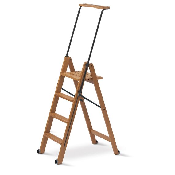 Arredamenti Italia Leiter 170/4 TUSCANIA; Holz - 4 Stufen - zusammenklappbar - mit Sicherheitssystem - Farbe: Kirsche Holz AR-It il Cuore del Legno