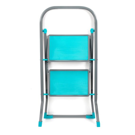 Beldray LA023957TQFEU7 2 Stufen Leiter - Klappbar/kompakt 80cm hohe Tritthocker, 150kg max Trittleiter mit Handläuf, rutschfeste Stehleiter, Leicht für außen/innen Reinigung, Dekorieren, Lackieren