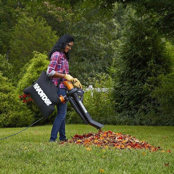 WORX WG505E Trivac Laubbläser & Laubsauger 3000 W – 3-in-1 Funktion als Laubbläser, Laubsauger & Mulcher - 335km/h Blasgeschwindigkeit - 600m³/h Saugvolumen – inkl. 45L Fangsack
