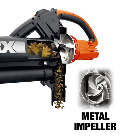 WORX WG505E Trivac Laubbläser & Laubsauger 3000 W – 3-in-1 Funktion als Laubbläser, Laubsauger & Mulcher - 335km/h Blasgeschwindigkeit - 600m³/h Saugvolumen – inkl. 45L Fangsack