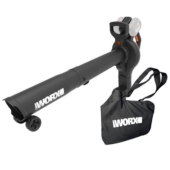 WORX WG583E.9 Akku-Laubbläser/Laubsauger 40V(2x20V), 2 in 1 zum Laub Zusammenkehren & Aufsaugen, max. 575 m³/h Blasleistung, 335km/h Luftstromgeschwindigkeit, 35L Fangsack (ohne Akku und Ladegerät)
