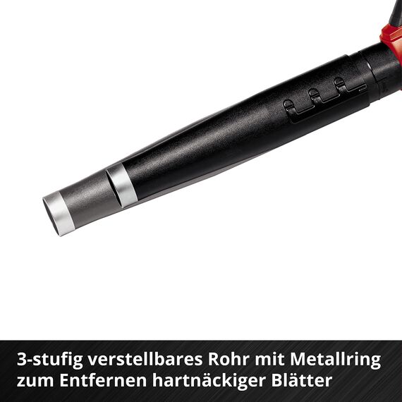 Einhell Akku-Laubbläser GE-LB 36/210 Li E Power X-Change (Li-Ion, 36 V, 816m³/h Blasleistung, Turboschalter, 3-stufiges + abnehmbares Rohr, inkl. 2x3 Ah Akku und Twincharger)
