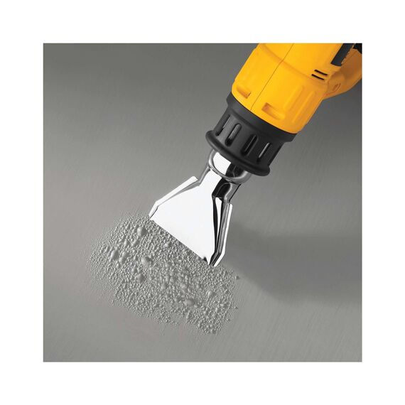 Dewalt 2.000 Watt Heißluftpistole D26414 (Temperatur 50-600°, Luftdurchsatz: 650 l/min, mit Flach- sowie Konusdüse und Lackschaber, sichere vertikale Standposition zum stationären Einsatz)