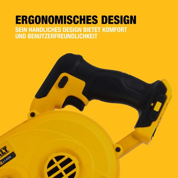 DEWALT Akku-Gebläse/Luftbesen (18V, 290 km/h Blasgeschwindigkeit, DREI-Stufen-Schalter, Lieferung ohne Akku und Ladegerät), DCV100