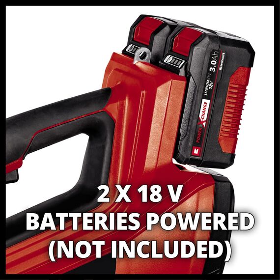 Einhell Akku-Laubbläser GE-LB 36/210 Li E Power X-Change (Li-Ion, 816m³/h Blasleistung, Turboschalter, 3-stufiges + abnehmbares Rohr, inkl. 2x 4,0 Ah Akku und Twincharger)