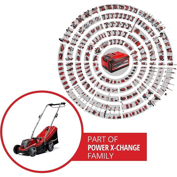 Einhell Akku-Rasenmäher GE-cm 18/33 Li Kit Power X-Change (18 V, 33 cm Schnittbreite, bis 200 m², Brushless, 30L Fangkorb, 25-65 mm Schnitthöhe, inkl. 4,0 Ah Akku + Ladegerät)