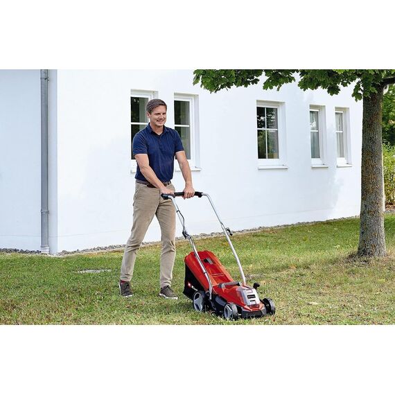 Einhell Akku-Rasenmäher GE-cm 18/33 Li Kit Power X-Change (18 V, 33 cm Schnittbreite, bis 200 m², Brushless, 30L Fangkorb, 25-65 mm Schnitthöhe, inkl. 4,0 Ah Akku + Ladegerät)