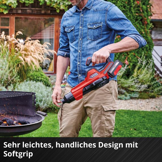 Einhell Akku-Universalbläser GE-UB 18/250 Li E (1x4,0Ah) Power X-Change (18 V, 250 km/h Luftgeschwindigkeit, 3-tlg. Rohr, Drehzahl mit LED-Anzeige, inkl. 1x 4,0 Ah Akku, Ladegerät)