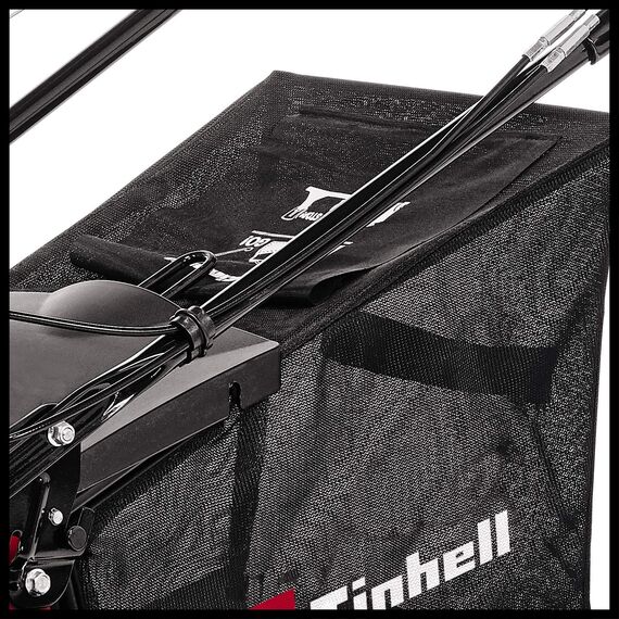 Einhell Benzin-Rasenmäher GC-PM 46/4 S (2 kW, bis 1400 m≤, 4-Takt-Motor, 46 cm Schnittbreite, 50 L Fangsack, abschaltbarer Hinterradantrieb, 9-stufige zentrale Schnitthöhenverstellung 30-80 mm)