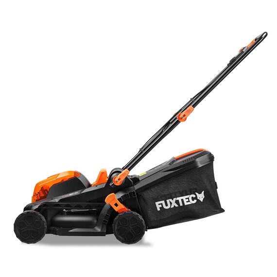FUXTEC Akku Rasenmäher 40V (2x20V) E1RM20 – Schnittbreite 33cm, Variable Schnitthöhe Elektrorasenmäher, kabellos (Li-Ion Akku & Ladegerät Nicht inklusive)