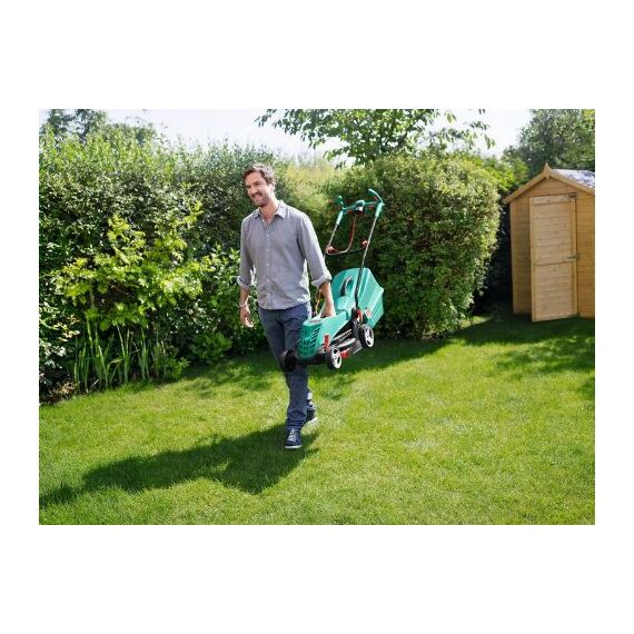 Bosch Elektro Rasenmäher ARM 34 (Grasfangbox, Karton, Schnitthöhe: 20-70 mm, Schnittbreite: 34 cm, 11 kg, 1.300 W)