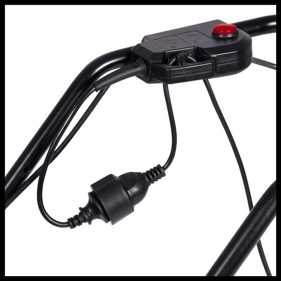Einhell Elektro Rasenmäher GC-EM 1536 (1.500W, 36cm Schnittbr., 38L Fangbox, 25-65mm Schnitth., klappb. Führungsholm, leicht und robust) Schwarz, Rot